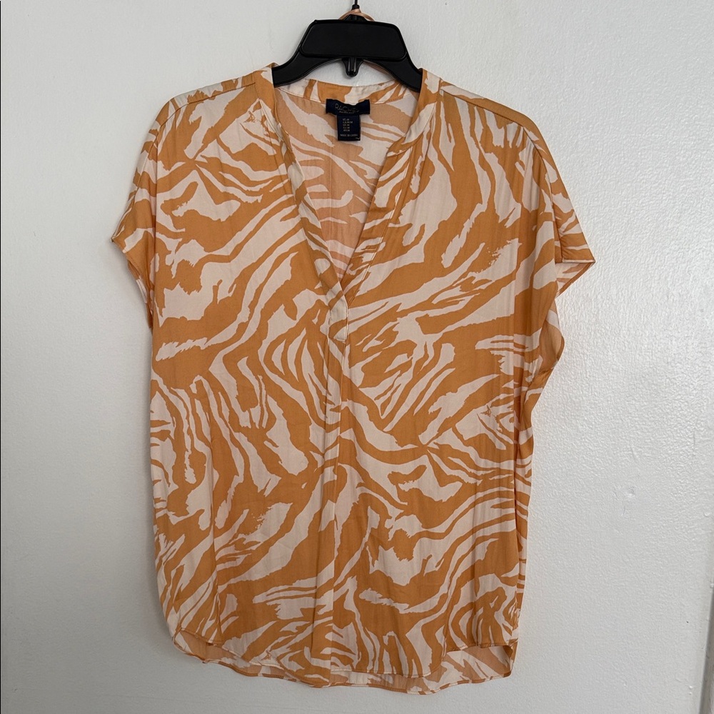 RACHEL Rachel Roy Orange and White Zebra Print Blouse